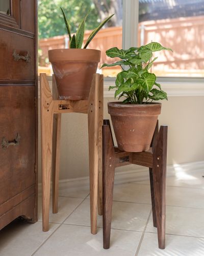 walnut and cherry modern plant stands