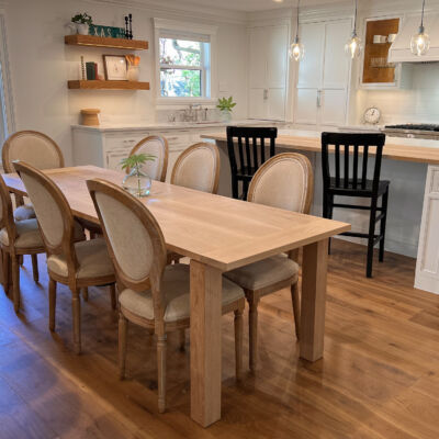 custom handmade white oak dining table with breadboard ends
