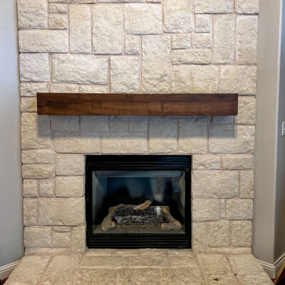 custom made fireplace mantel out of walnut wood in rockwall texas