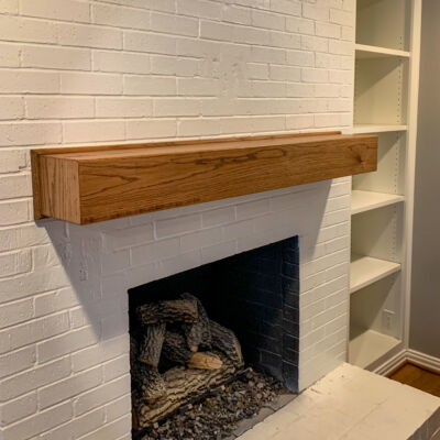 custom red oak fireplace mantel in dallas texas home