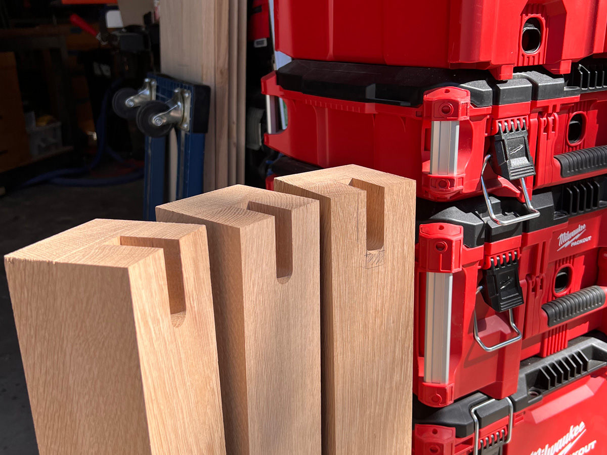 leg joinery for custom white oak dining table